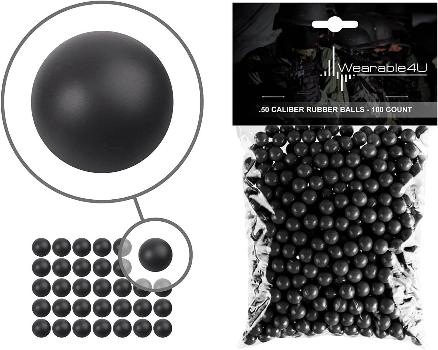 Wearable4U .50 Caliber Rubber Balls New Reusable Training Soft Rubber Balls for Paintball Guns